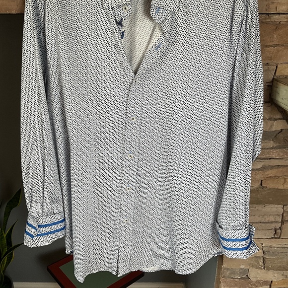 Robert Graham Mod Geometric Shirt Americana Tailored Fit Floral Paisley Blue XL - Picture 2 of 8